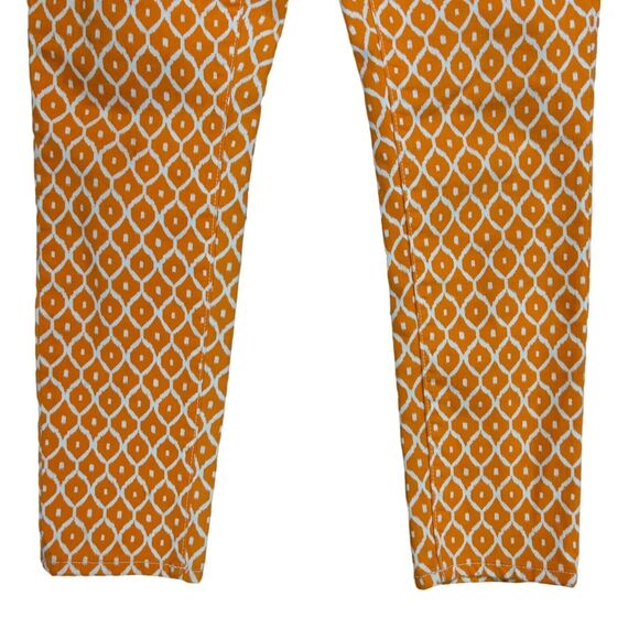 C Wonder Orange Geometric Pattern Skinny Crop Jean Womens 28 - Picture 3 of 9